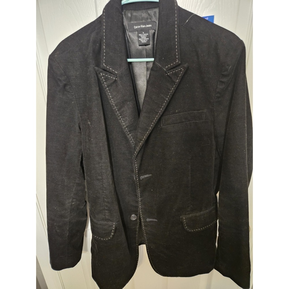 Calvin Klein Jeans Men's Black Notch Lapel Two-Button Blazer Size M